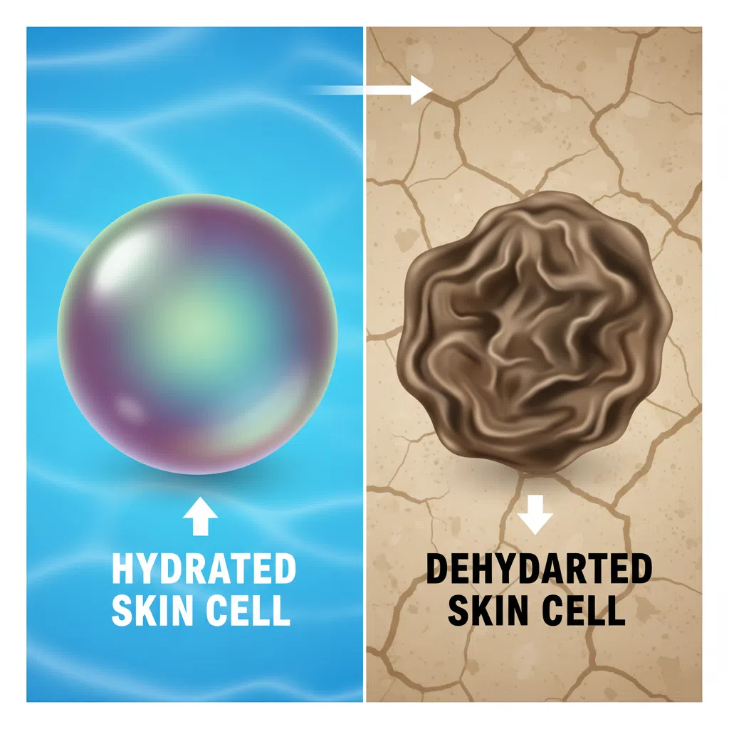 Hydrated Skin Cell - Dehydrated Skin Cell - TheSkinFinity